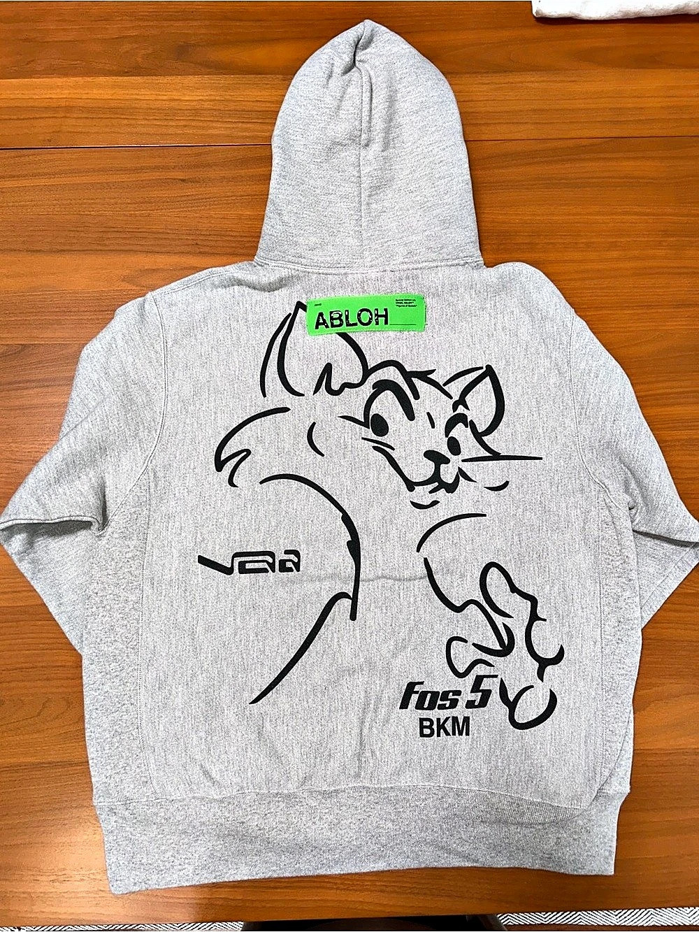 Virgil Abloh FOS! hoodie Graphic Hoodie Gray Size Large